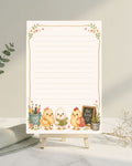 4x6 notepad with cartoon chicks on a stand against a light gray background